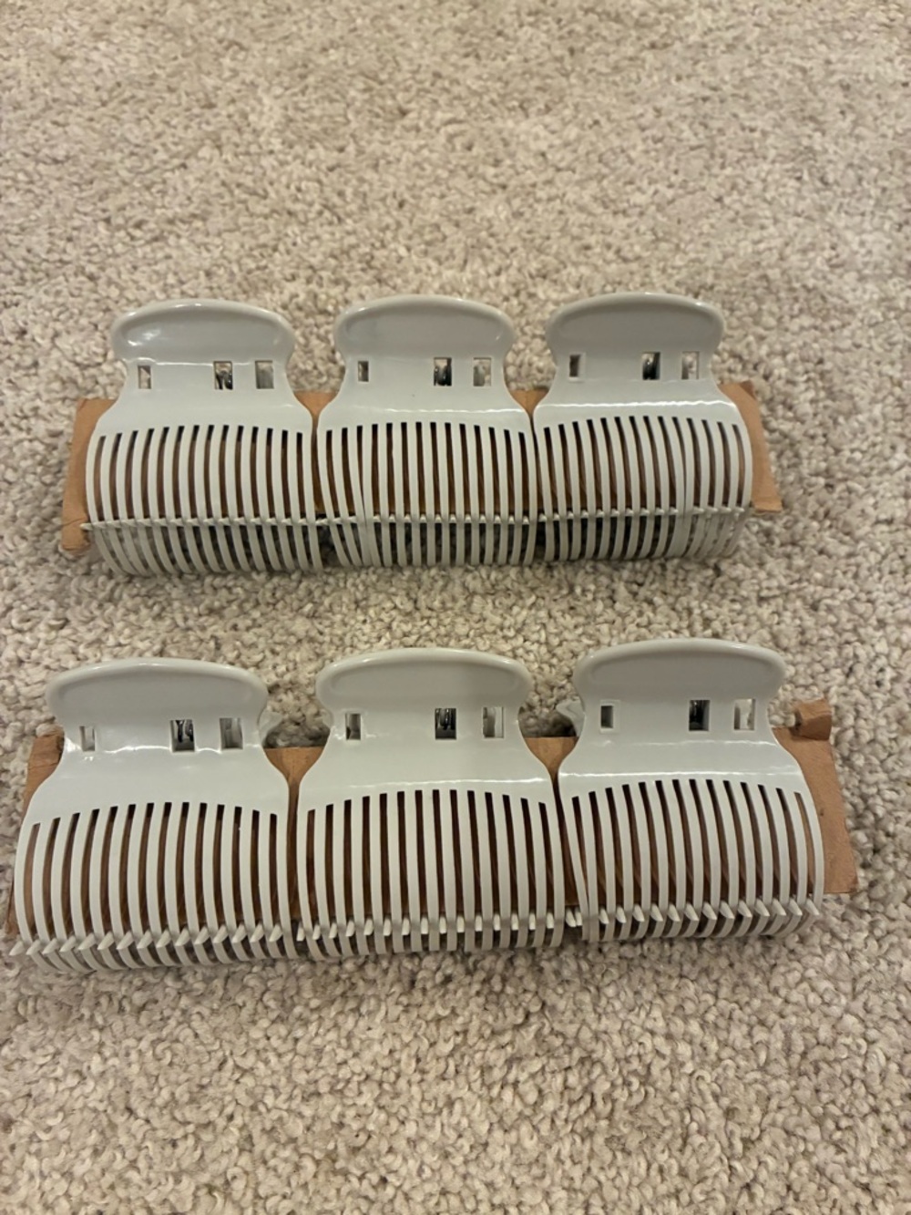 Set of 6 Vintage Plastic Hair Rollers Clips Hair Curler Claw Clips